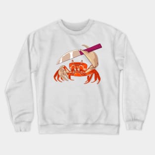 Crab. Dangerous crab with a knife. Crewneck Sweatshirt